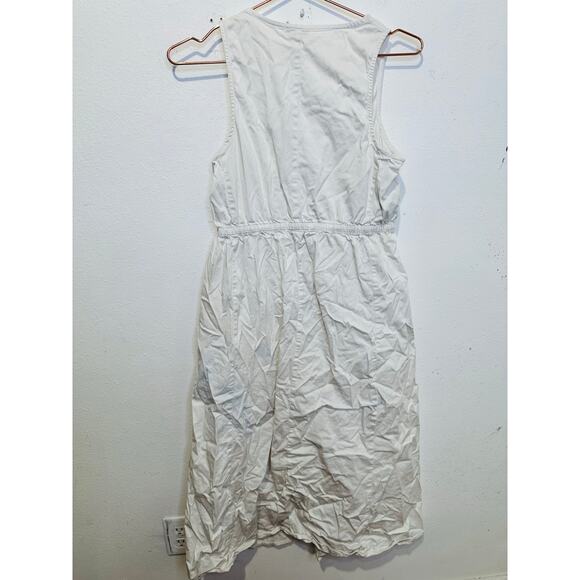 AREA STARS White Cotton Waist Cinching Sleeveless Jean A-Line Dress Size Medium - Picture 5 of 10